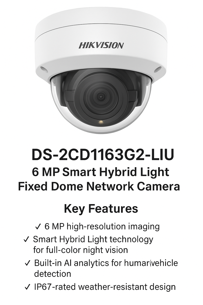 Hikvision DS-2CD1163G2-LIU (6 MP Smart Hybrid Light Fixed Dome Network Camera)