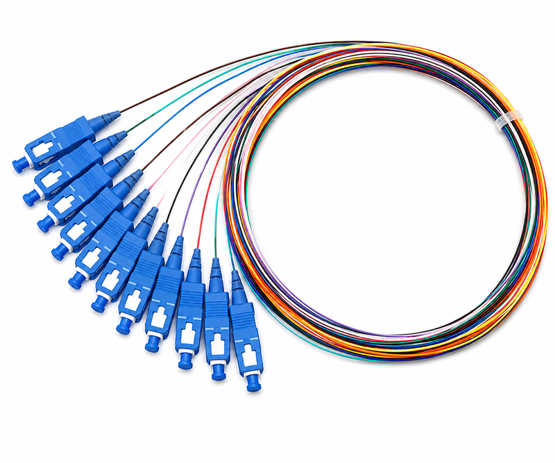SC/APC Fibre Optic Pigtails 1M – 12 Core Single Mode Splice Pigtail Set