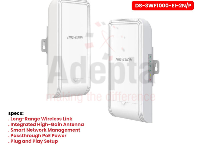 Hikvision DS-3WF1000-EI-2N/P – 2.4GHz 300Mbps 1KM Wireless Bridge Kit