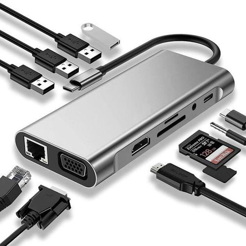 Type-C to HDMI 11-in-1 Adapter – USB-C Multiport Docking Hub