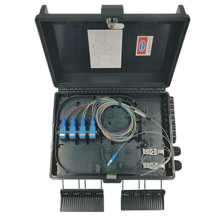Fibre FAT Box – Loaded with SC/UPC Adapters & 1x16 SC/UPC Pigtails