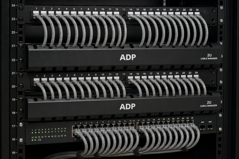 2U 24-Port Cable Manager – Rack Mount Horizontal Network Cable Organizer