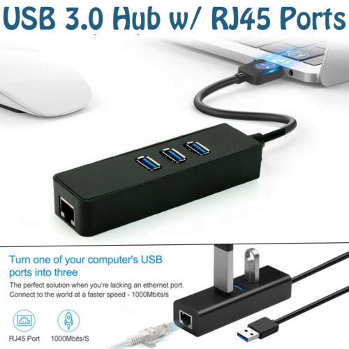 USB 3.0 Hub with Gigabit Ethernet – 3 USB Ports + 1 LAN Port