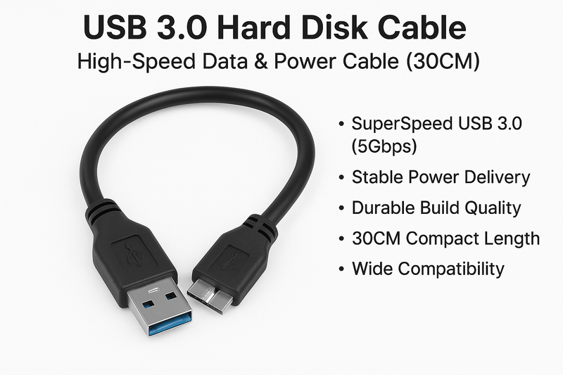 USB 3.0 Hard Disk Cable – High-Speed Data & Power Cable (30CM)