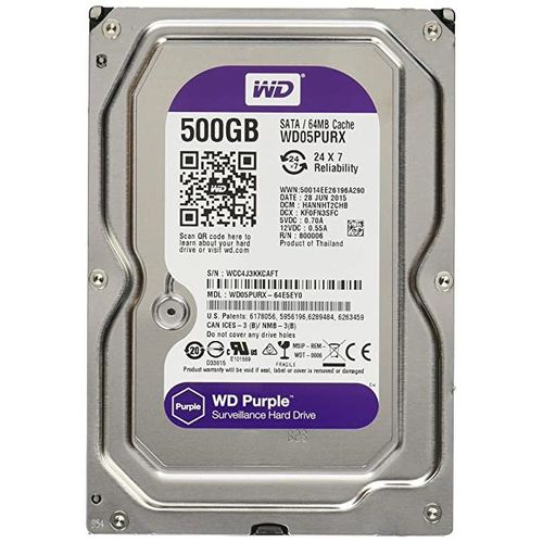 WD Surveillance Purple 5400 rpm SATA III 3.5″ Internal Hard Drive 500GB
