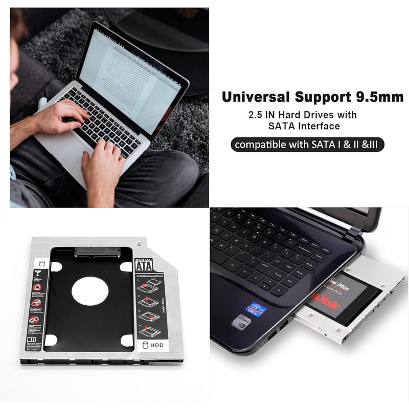 9.5mm Universal Caddy for Laptop, 2.5" SATA HDD/SSD