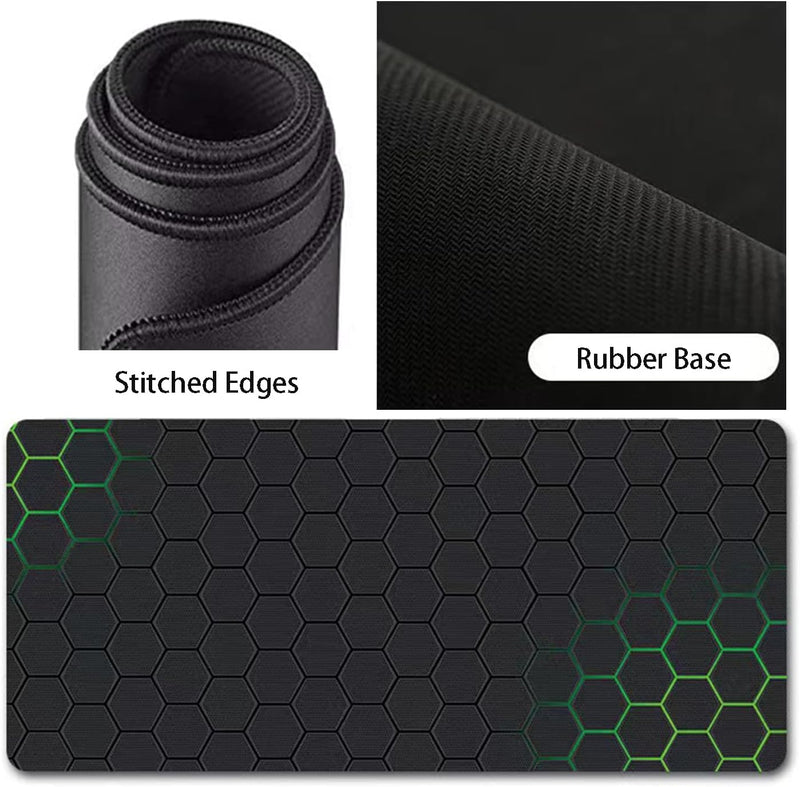 Extended Computer Desk Pad  Large Gaming Mouse Pad 300*800*3mm (Honeycomb Pattern - Green)
