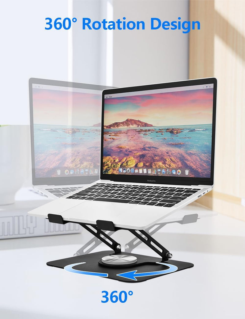K-03 Foldable Laptop Stand with 360-degree rotating base (Black)