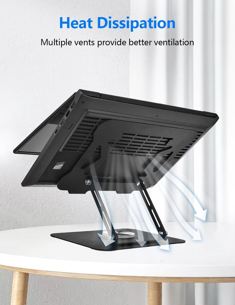 K-03 Foldable Laptop Stand with 360-degree rotating base (Black)