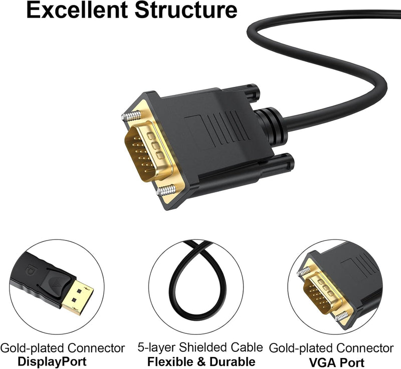 DisplayPort (DP) to VGA cable - 1.8M