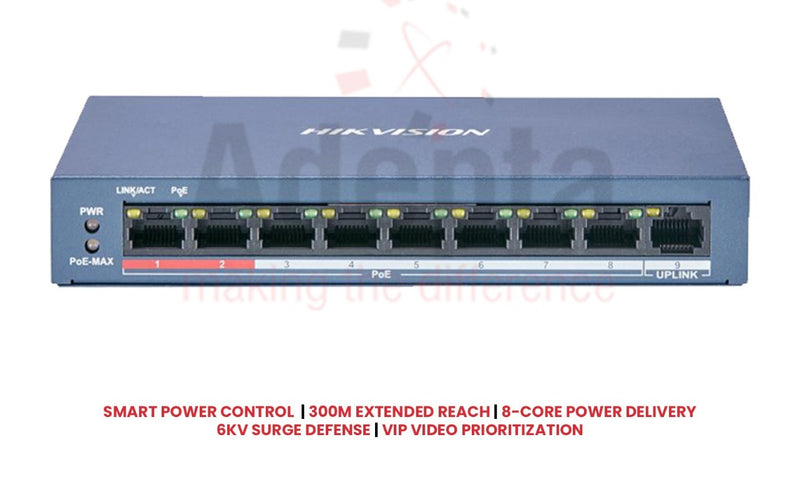 Hikvision DS-3E0109P-E/M(B) – 8-Port Fast Ethernet Unmanaged PoE Switch