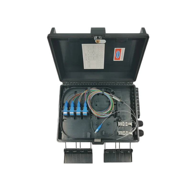 Fibre FAT Box – Loaded with SC/UPC Adapters & 1x8 SC/UPC Pigtails