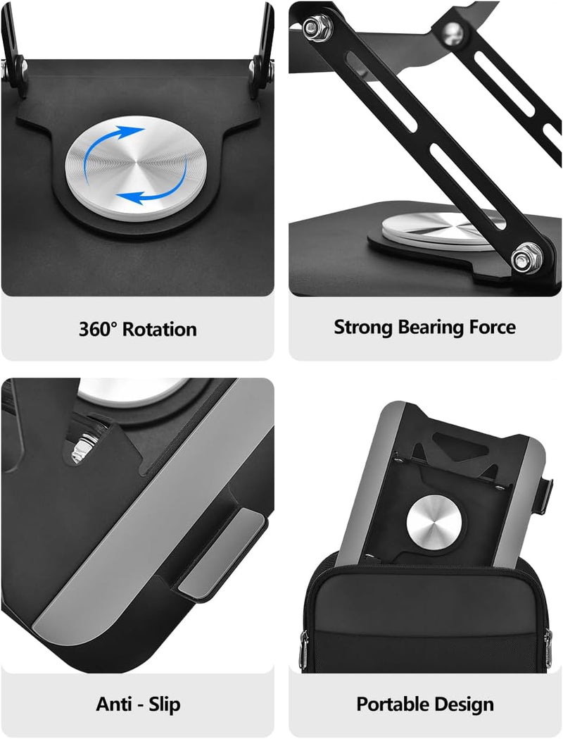 K-03 Foldable Laptop Stand with 360-degree rotating base (Black)