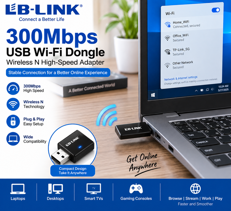 LB-Link 300Mbps USB Wi-Fi Dongle – Wireless N High-Speed Adapter