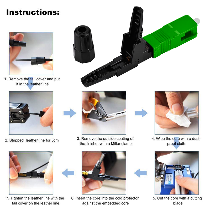 SC/APC Fibre Optic Fast Connector – Single-Mode Field Assembly Connector