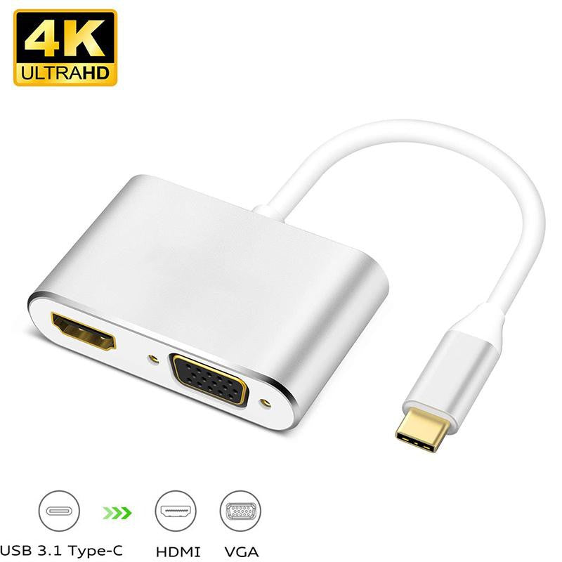 Type C 2 in 1 HDMI + VGA Adapter