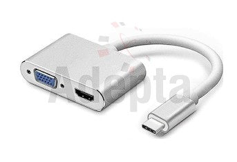 Type-C to HDMI + VGA 2-in-1 Adapter – USB-C Dual Display Converter