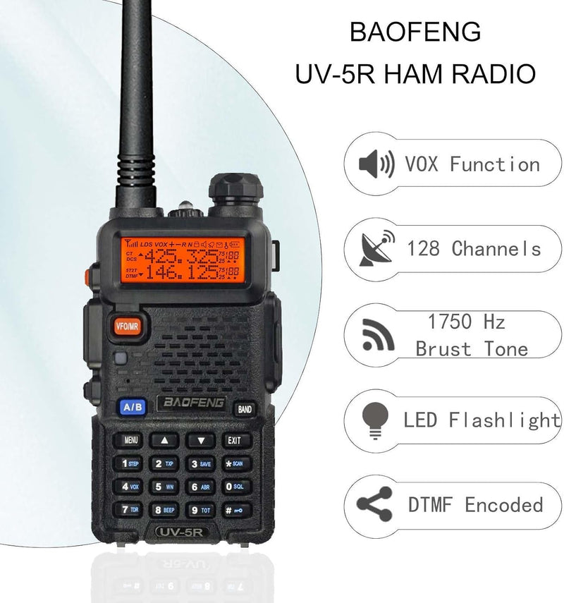 1 piece Baofeng UV-5R Dual-Band Two-Way Radio – VHF/UHF Handheld Walkie Talkie