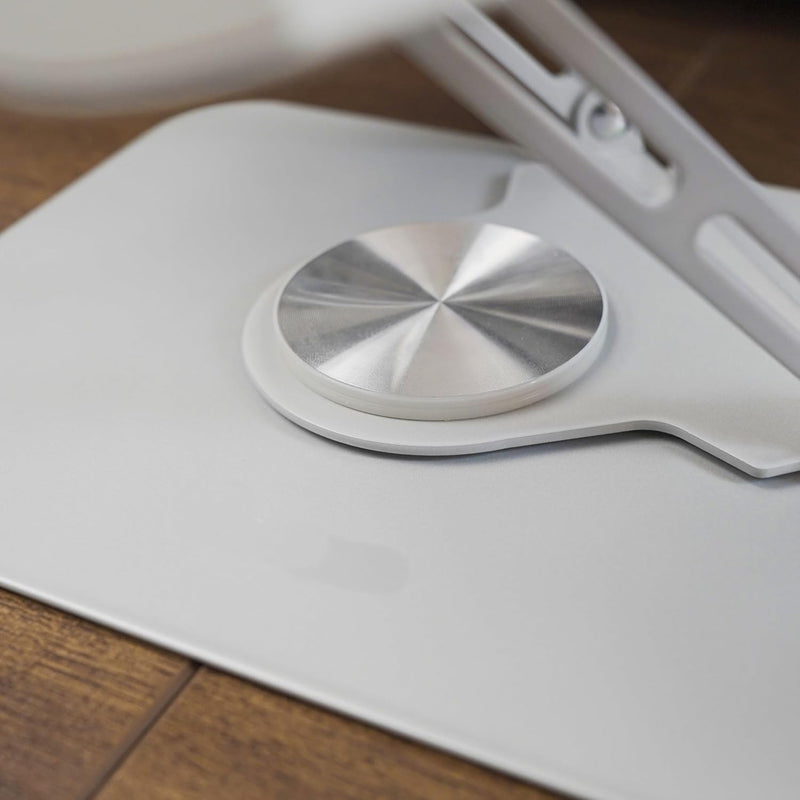 K-03 Adjustable aluminum laptop stand with a 360° rotating base (Silver)