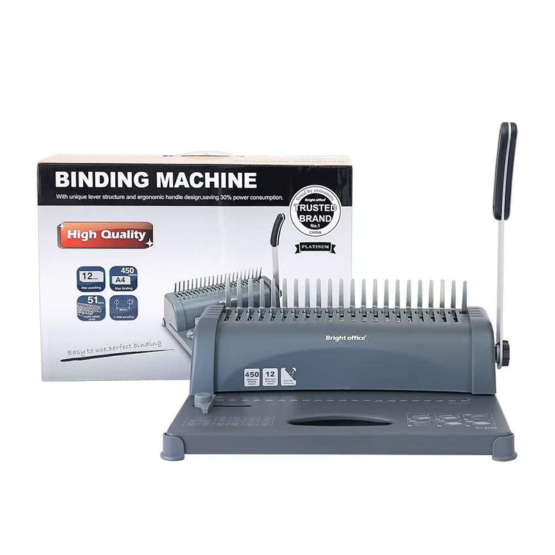 Bright Office A4 450-Sheet Manual Comb Binding Machine – Heavy-Duty Document Binder