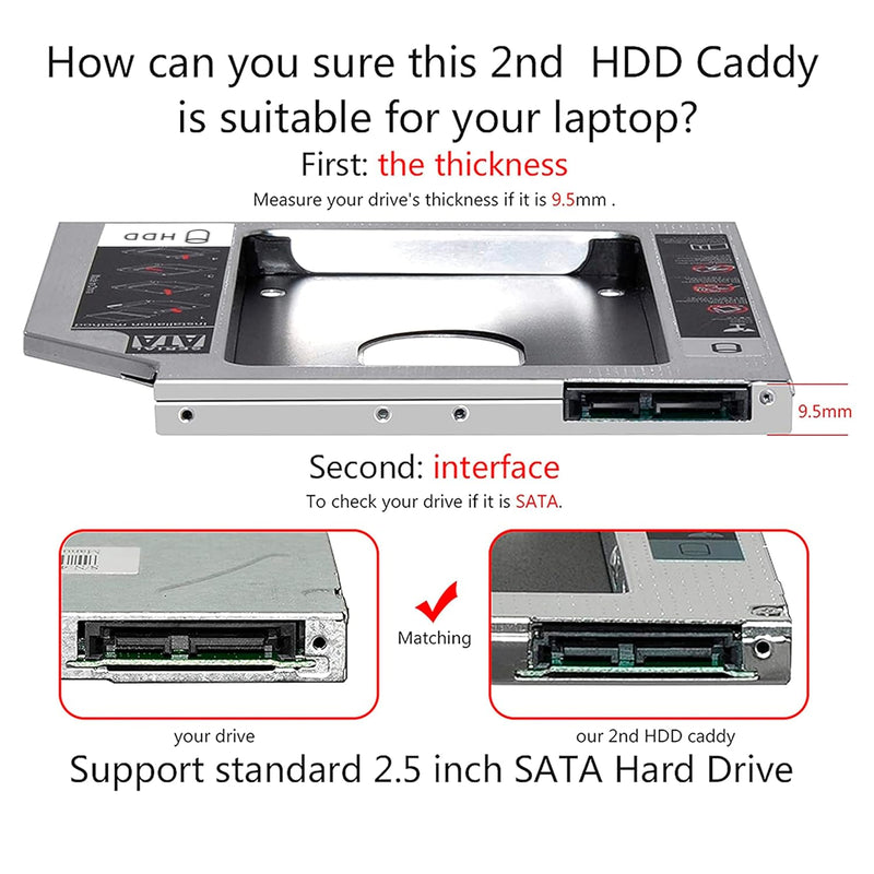 9.5mm Universal Caddy for Laptop, 2.5" SATA HDD/SSD