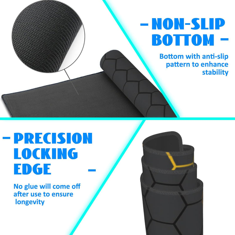 Extended Computer Desk Pad  Large Gaming Mouse Pad 300*800*3mm (Honeycomb Pattern - Gold)