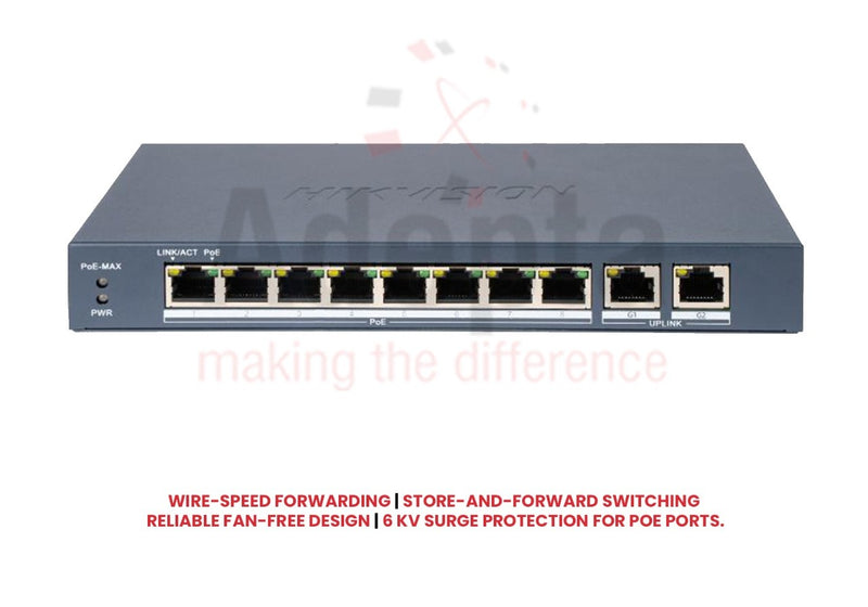 Hikvision DS-3E0310P-E/M(B) – 8-Port Fast Ethernet Unmanaged PoE Switch