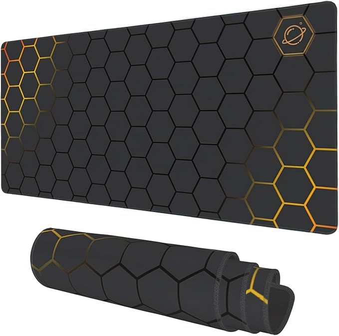 Extended Computer Desk Pad  Large Gaming Mouse Pad 300*800*3mm (Honeycomb Pattern - Gold)