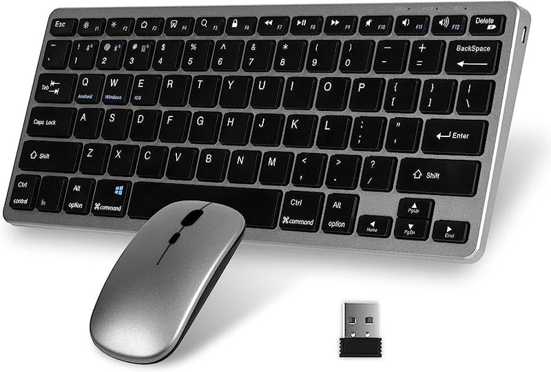 Bluetooth & 2.4GHz Rechargeable Wireless Keyboard & Mouse Combo