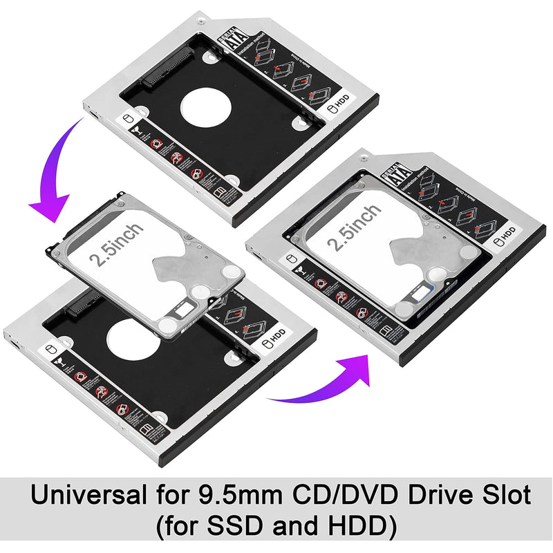 9.5mm Universal Caddy for Laptop, 2.5" SATA HDD/SSD