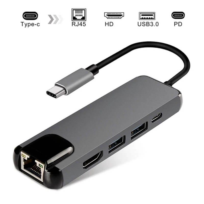 Type-C to HDMI 5-in-1 Adapter – USB-C Multiport Hub