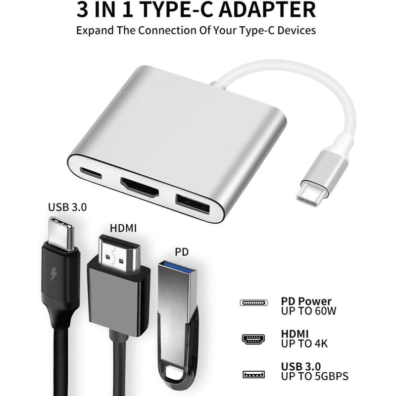 Type-C to HDMI 3-in-1 Adapter – USB-C Multiport Hub
