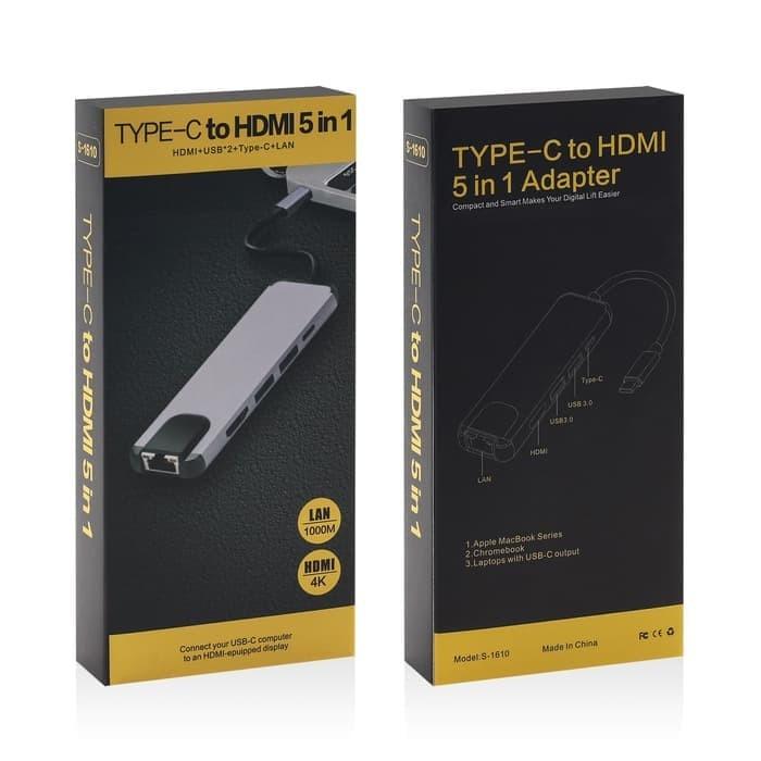Type-C to HDMI 5-in-1 Adapter – USB-C Multiport Hub